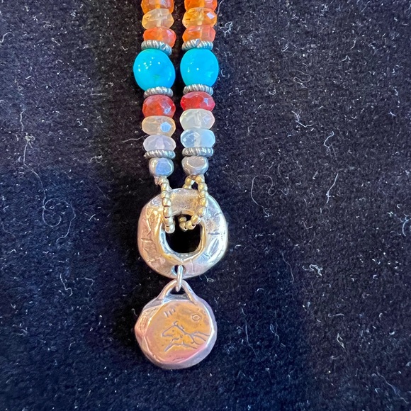 GORGEOUS one-of-a-kind handmade Turquoise and Carnelian Necklace by Jes MaHarry - Picture 9 of 10